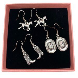 Cowboy Western Earrings Lot Horses, Boots and Hat